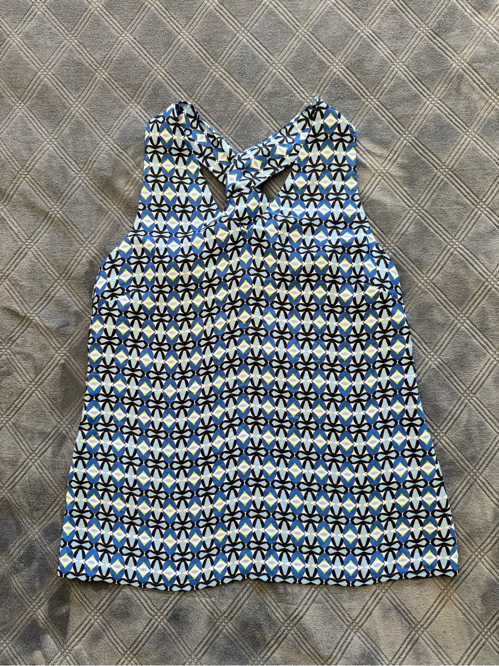 Banana Republic Blue Geometric Cross-Back Tank Top